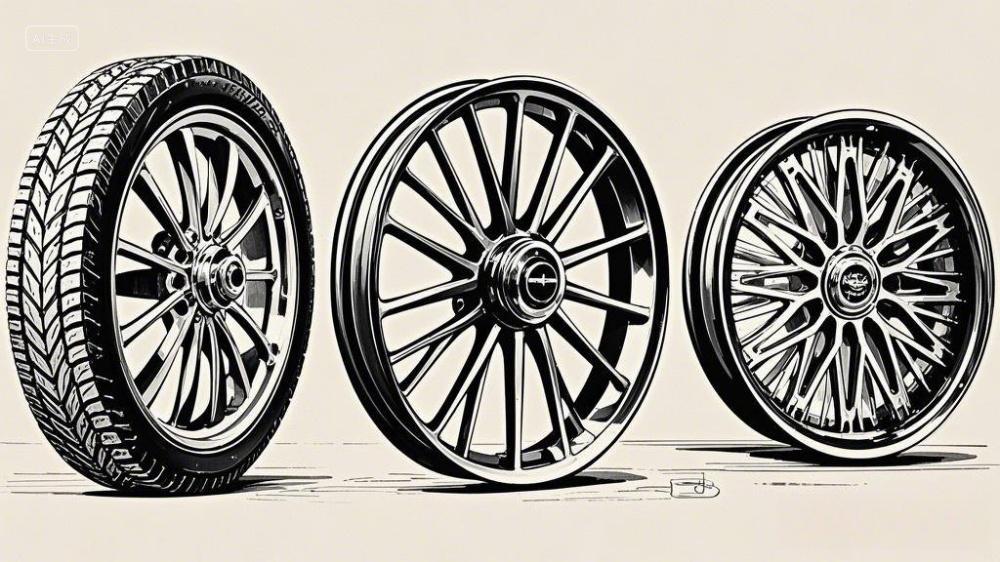 黑白线条绘制的车轮图案