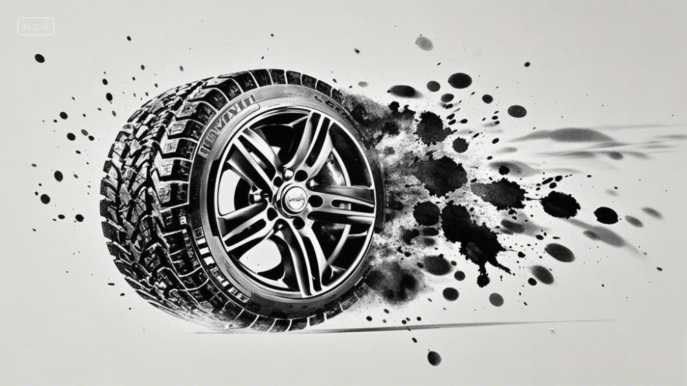 一幅黑白的轮胎痕迹图案汽车主题图片
