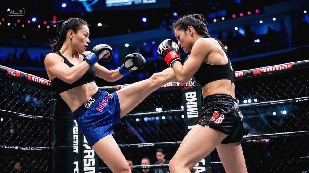 一场女子搏击比赛的图片