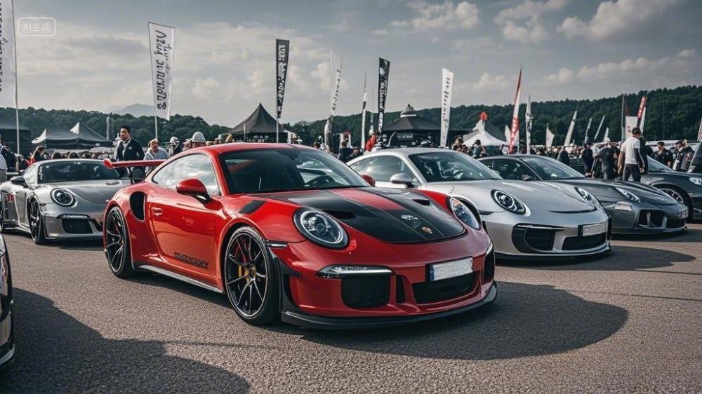 一张汽车车展的照片展示了多辆高性能跑车