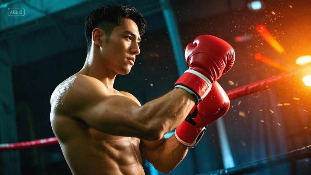 练拳击的年轻人拳击手健身运动拳击