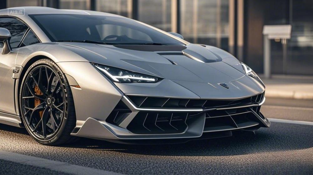 一辆轿车在路上停靠在路边无品牌通用概念车