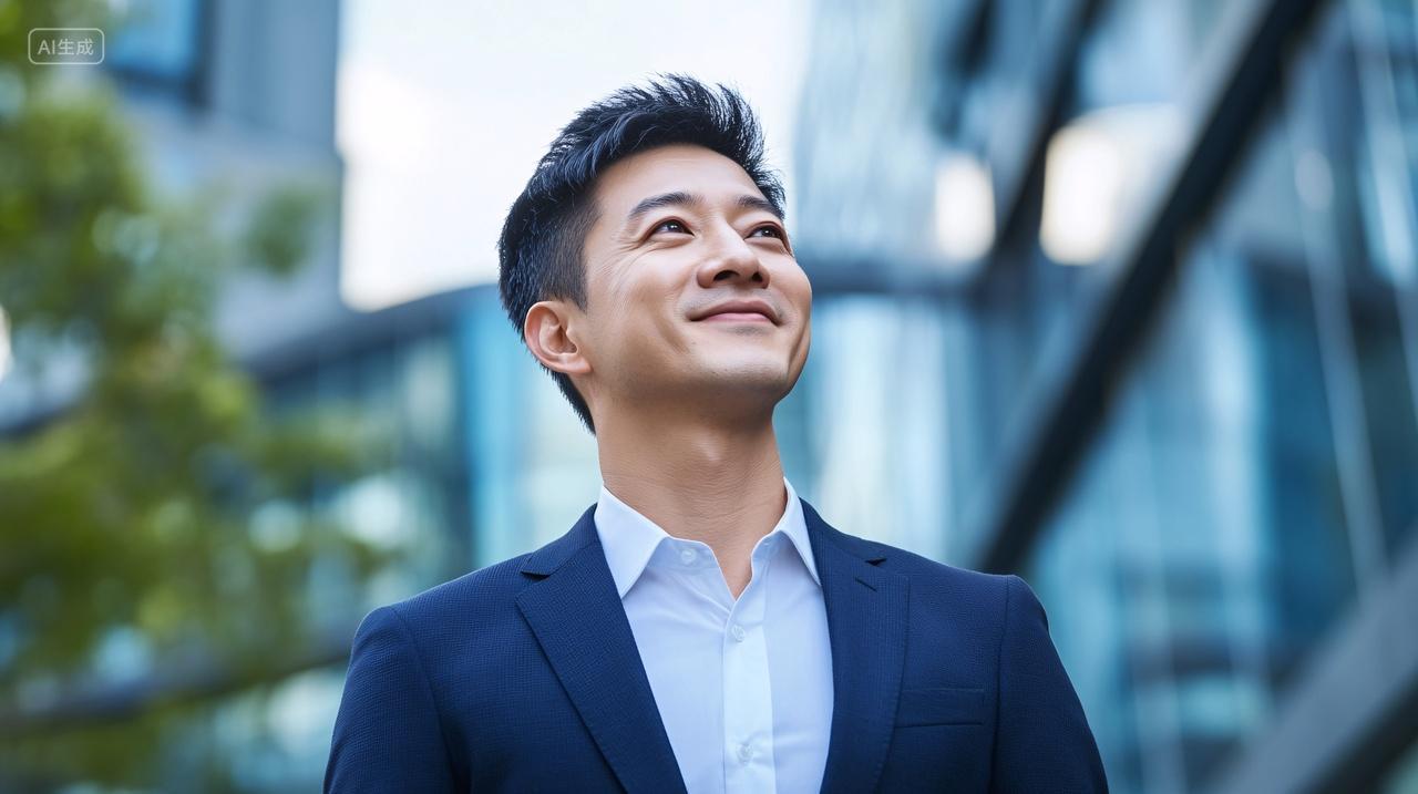 中国商务人士露出笑容西装男士人物图片