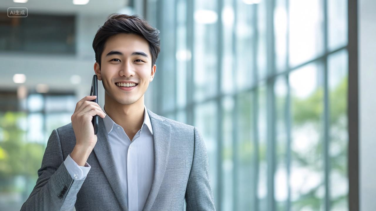 中国商务男士接听电话打电话人物图片职业男性