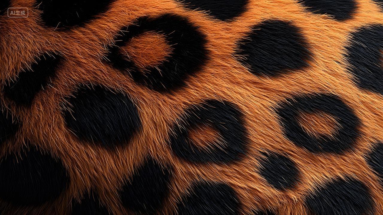 豹纹毛皮特写展现野生动物的自然魅力
