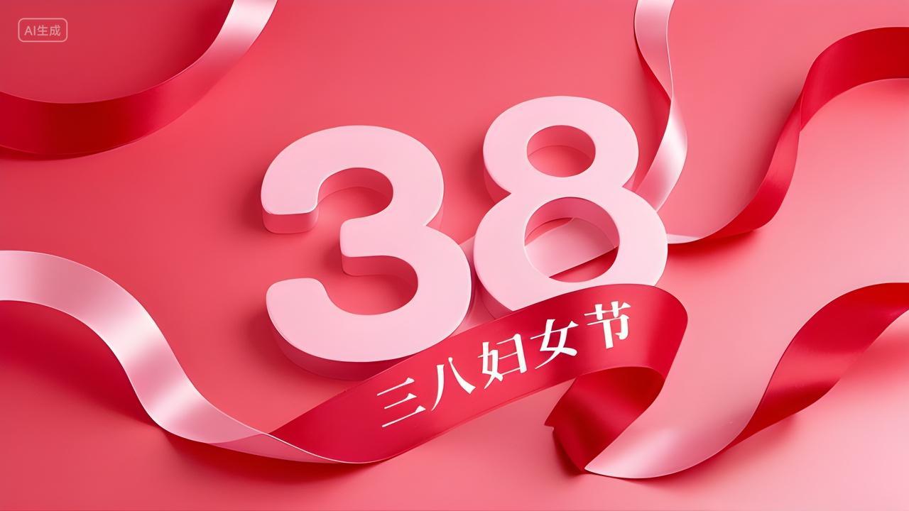 38妇女节女神节女王节38数字丝带粉红色