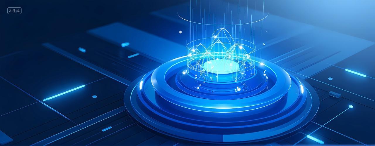 蓝色发光放射线科技圆科技背景图