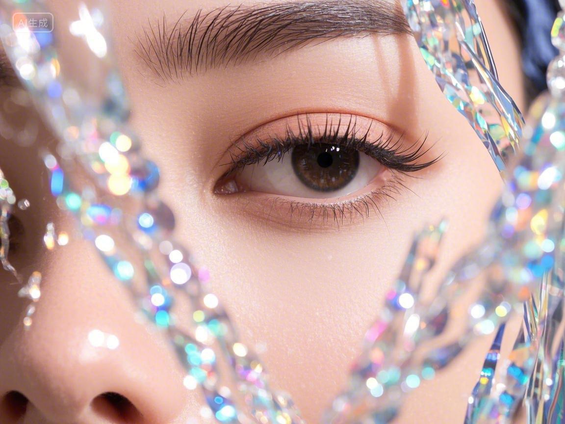 女性浓密的眼部睫毛脸部细节摄影时尚镭射元素