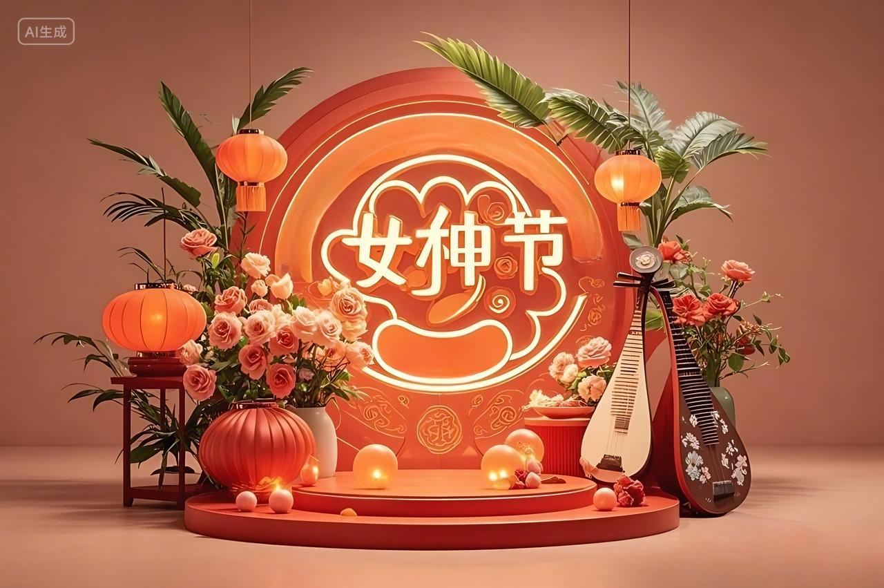 妇女节女神节创意背景女神节电商展台图