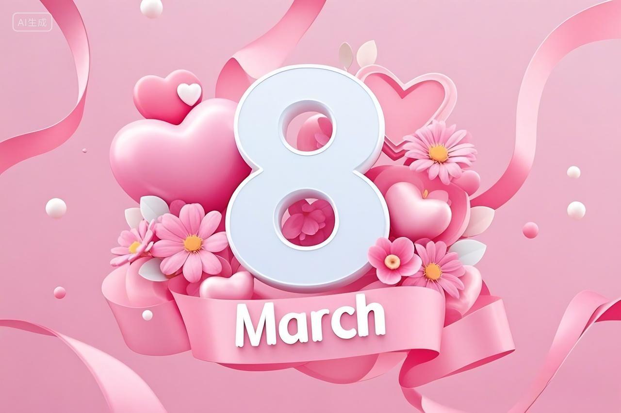 妇女节38节日氛围以粉色立体的白色数字8图片