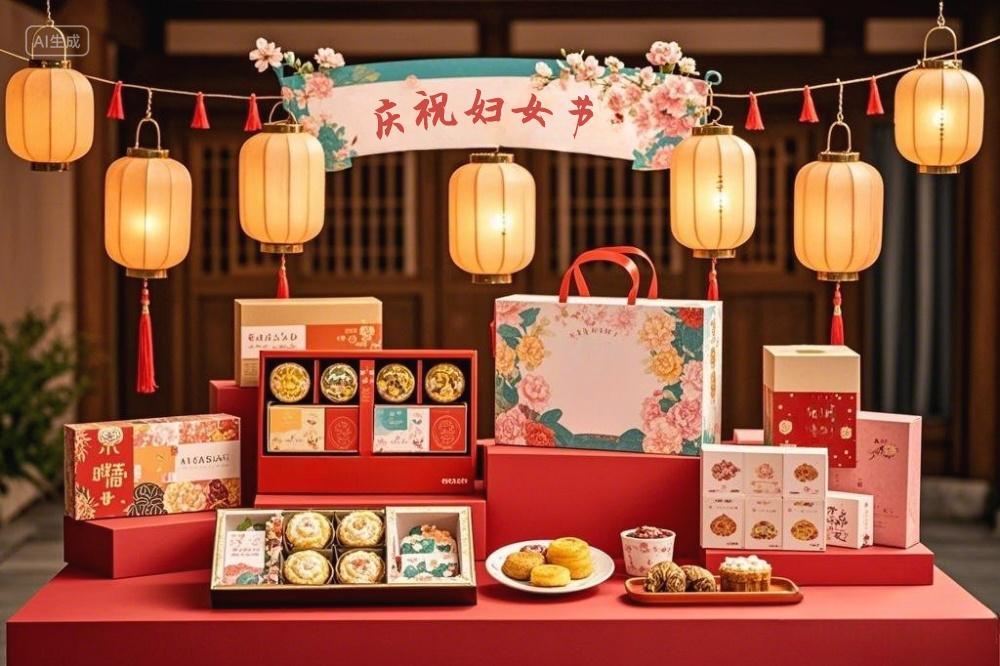 庆祝妇女节日创意电商展台背景