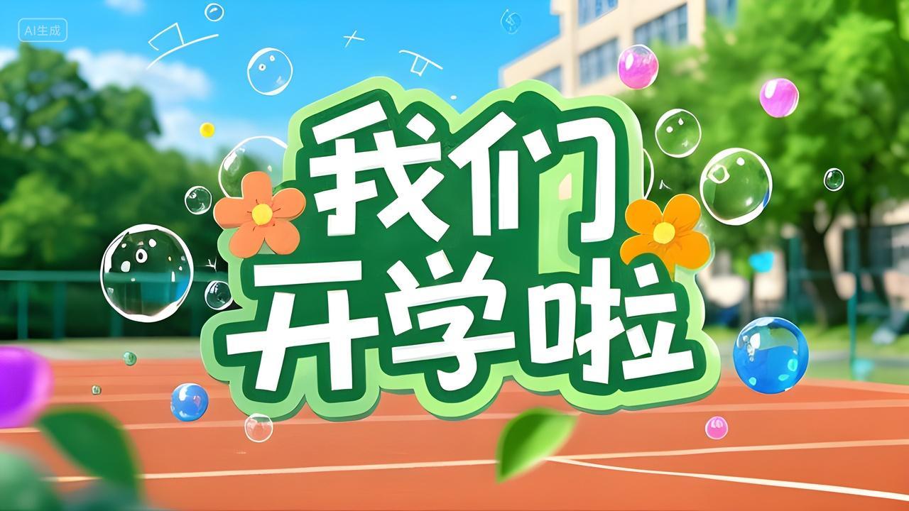 我们开学啦开学季校园卡通绿色简约背景