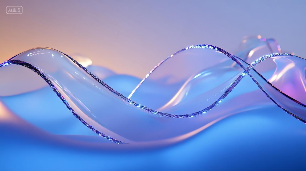 动的光影蓝色波浪未来科技感抽象背景图