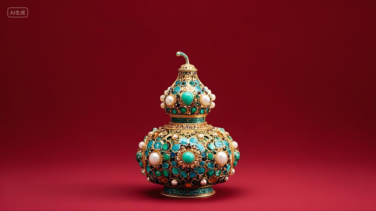 中国风文物景泰蓝葫芦创意设计海报设计福禄吉祥物传统文化平面设计配图