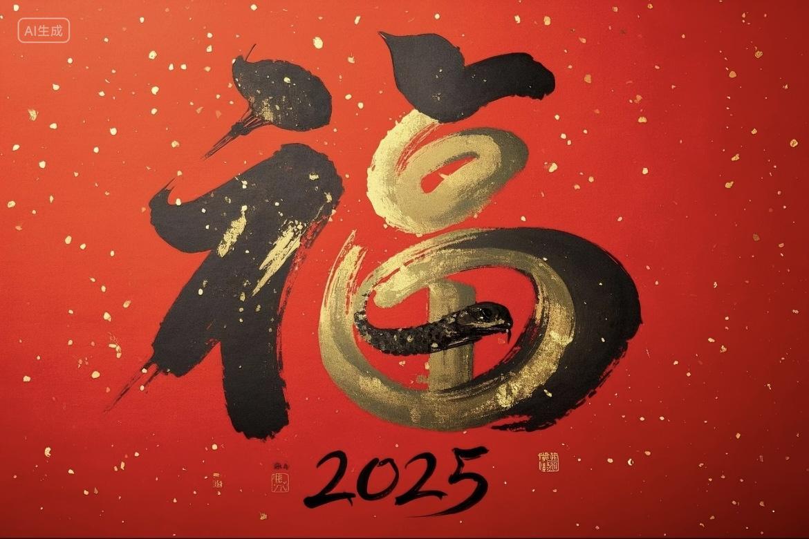 福字背景红色简约渐变金色底纹2025年新年福字展板背景