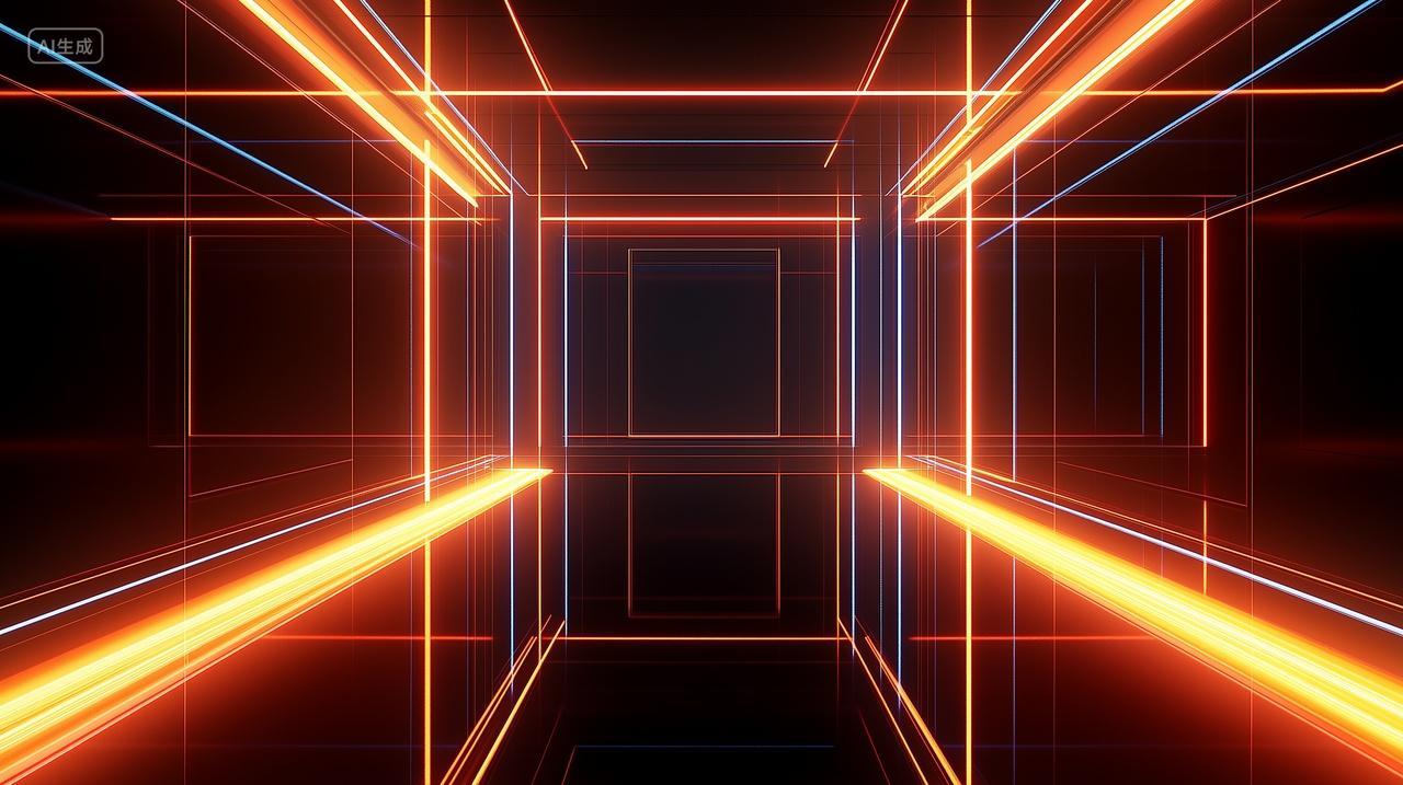 科技以红色黄色科技光线为特色的电脑壁纸