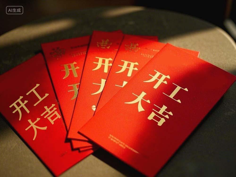红包开工大吉一排红包新春春节背景
