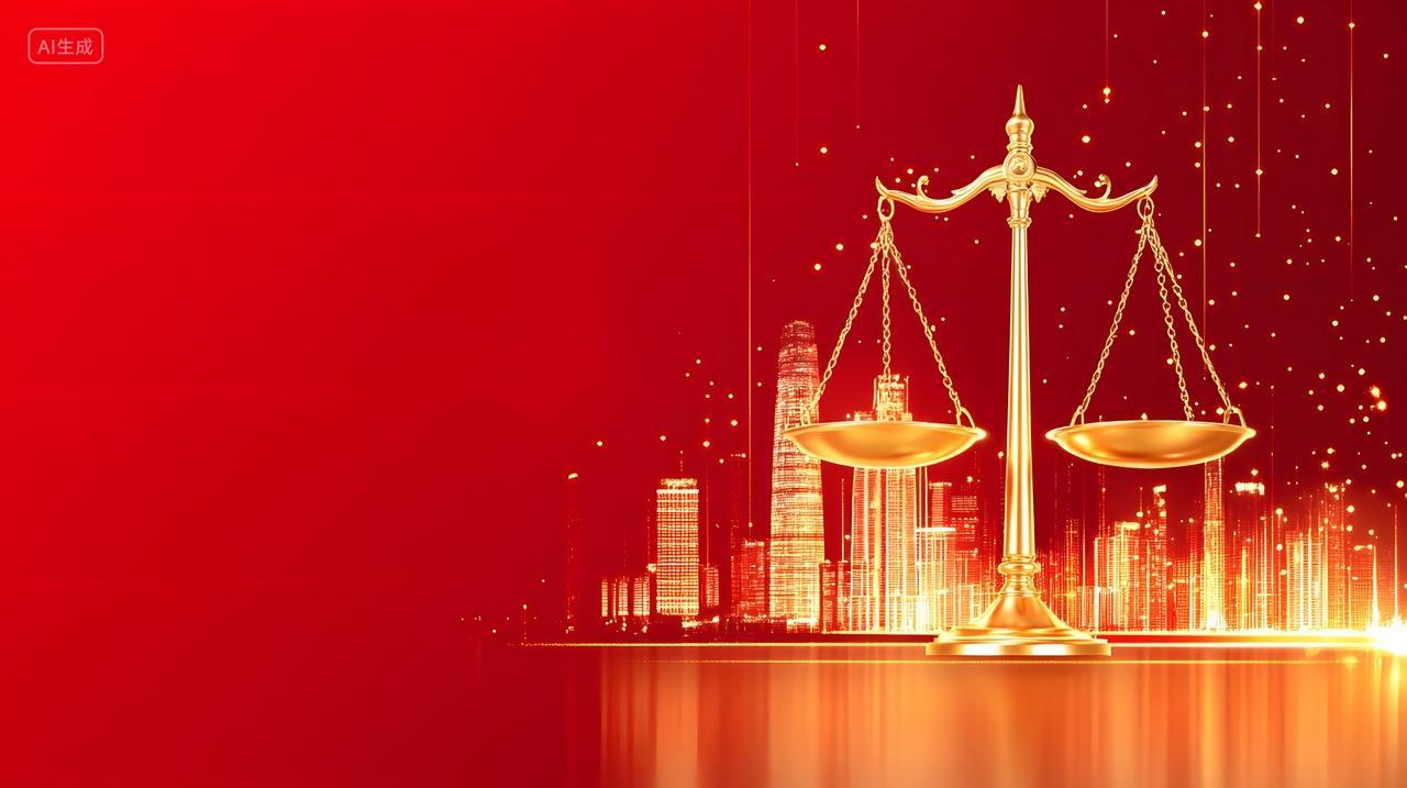 红色大气金色发光城市315消费者权益日诚信宣传打假金色天平背景