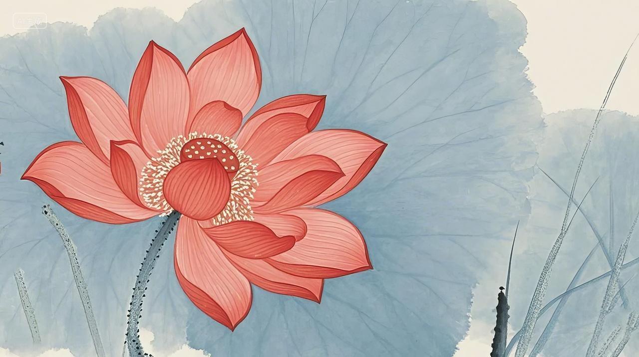 中国风水墨画荷花植物夏日荷花东方美学装饰插画图片挂画国画