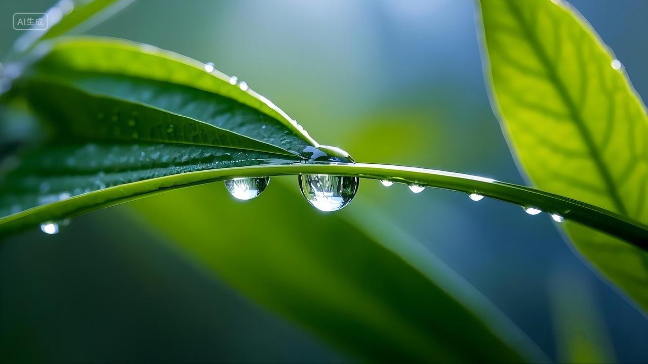 春天春季立春春分小草上的露珠绿色护眼电脑壁纸绿色生命力生长简约水滴励志生长小清新