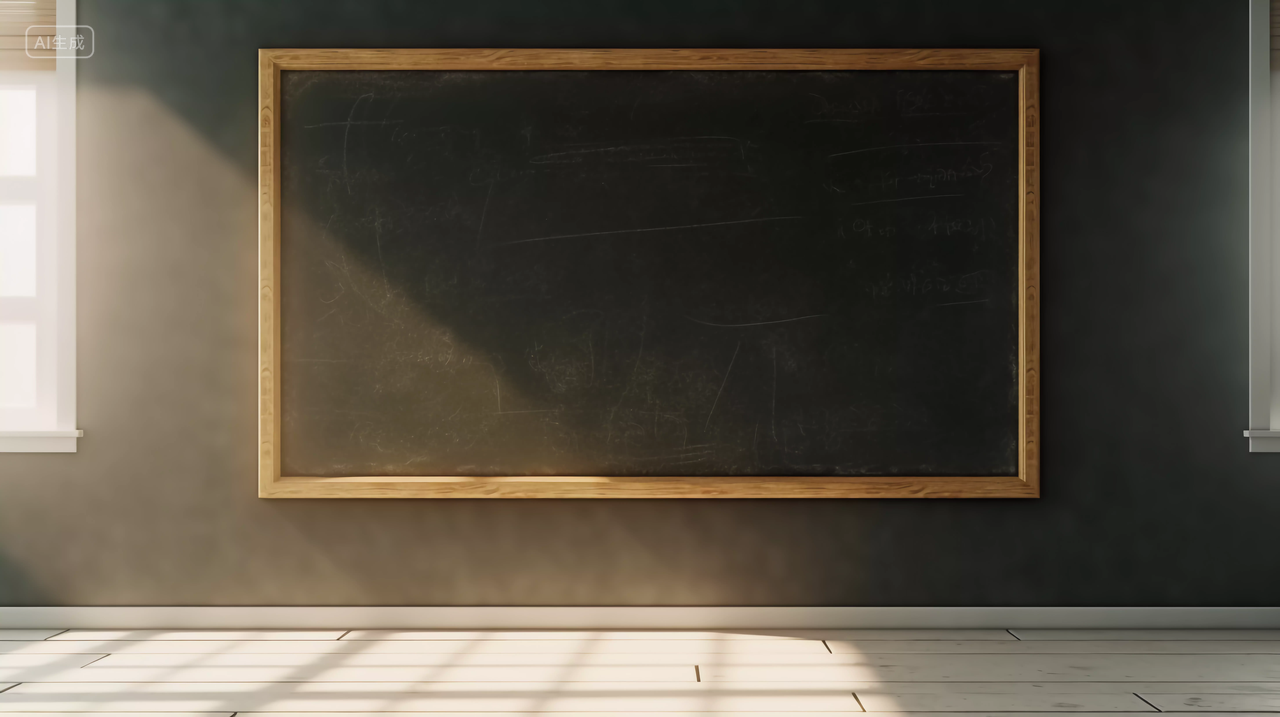阳光照射在教室的黑板上开学季教室校园老师用来给学生上课教育的黑板