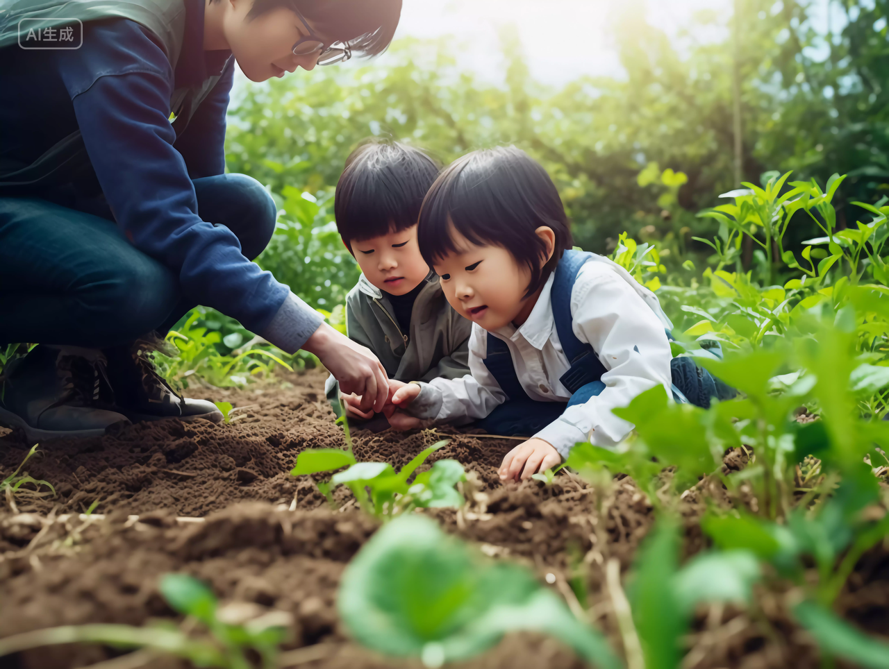 儿童小学生在野外探索自然的探索家发现自然探索未知户外活动学校校园开学季教育学生学习成长