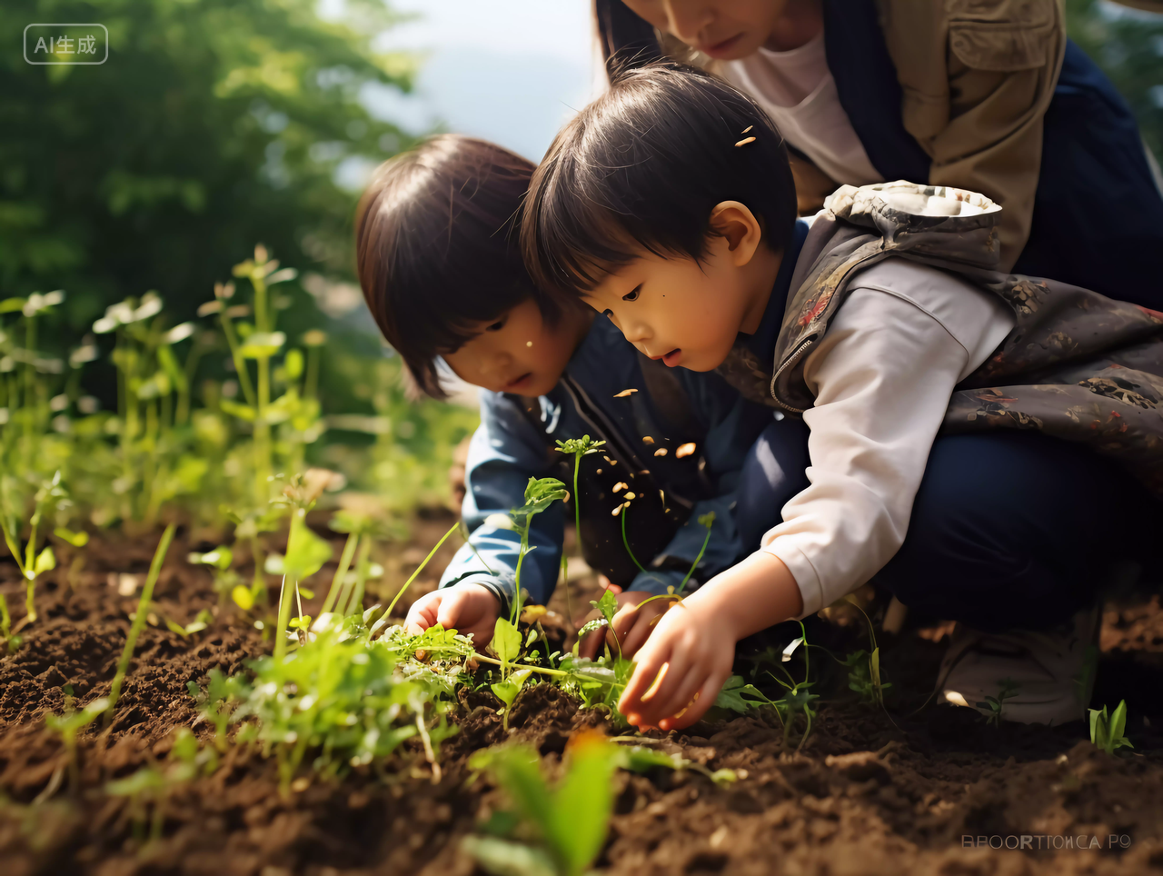 儿童小学生在野外探索自然的探索家发现自然探索未知户外活动学校校园开学季教育学生学习成长