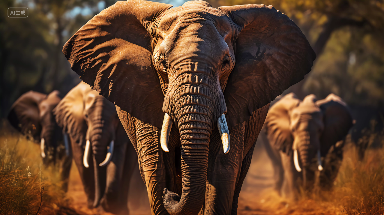 大自然野生动物大象群