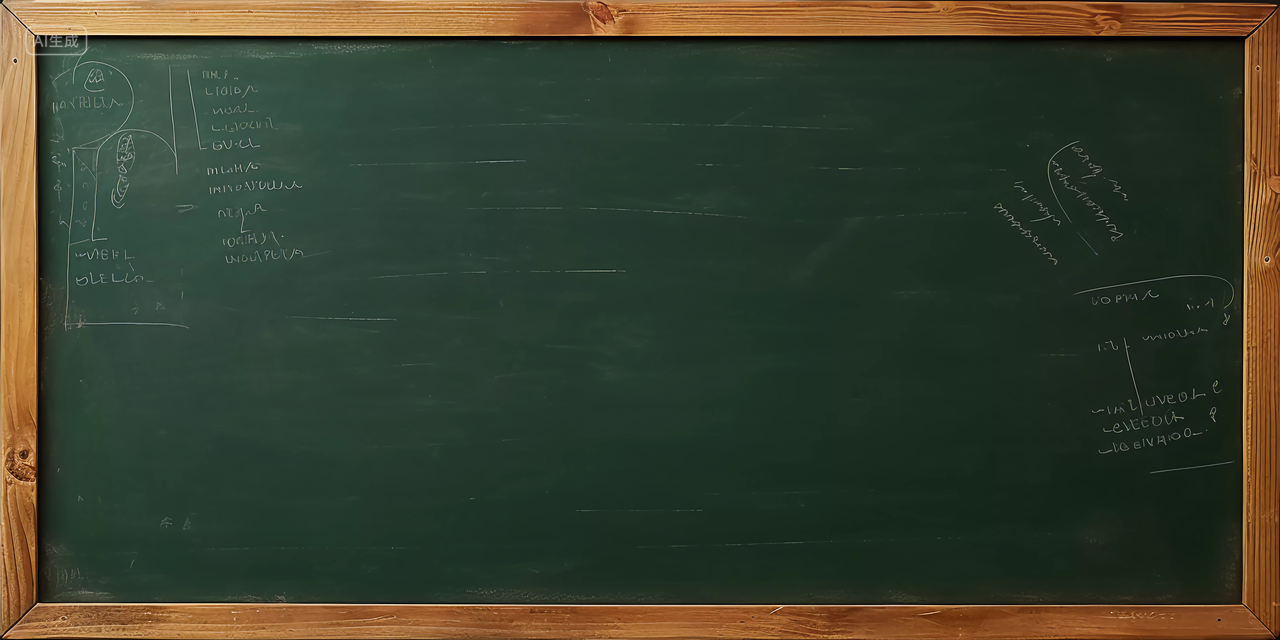 带木制边框的空白大黑板绿色黑板开学季教室校园老师用来给学生上课教育的黑板