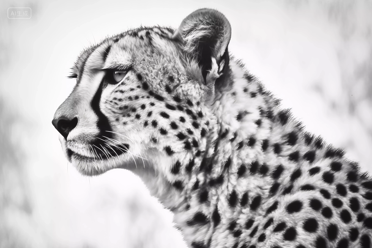 蓝天白云下大自然野生动物豹子眼神凶狠的猎豹