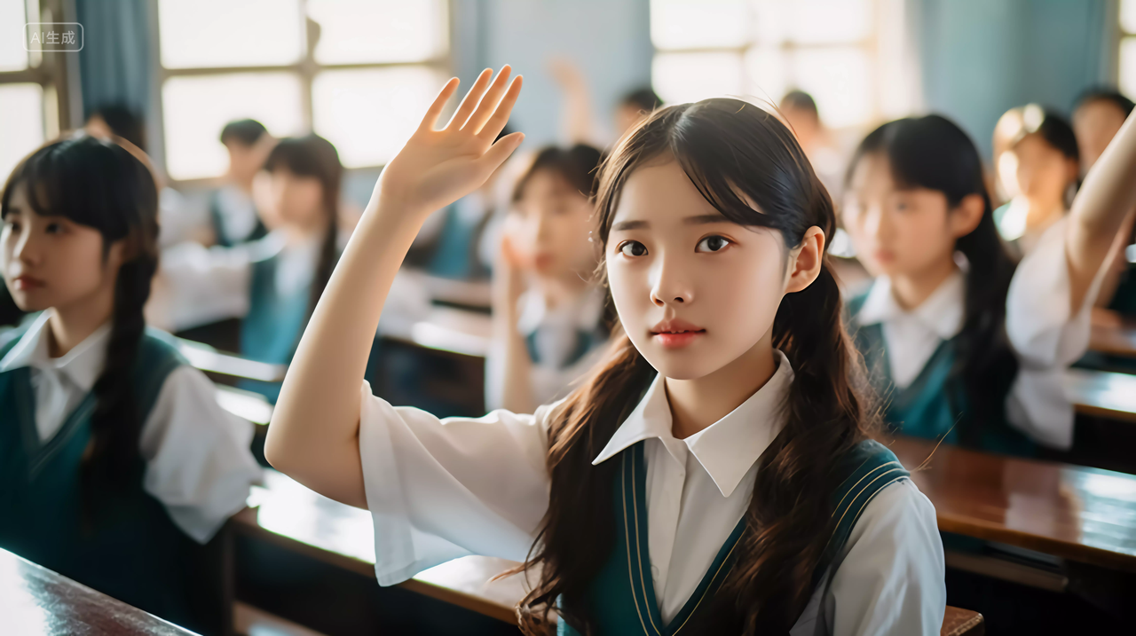 学生课堂发言举手校园教育开学季