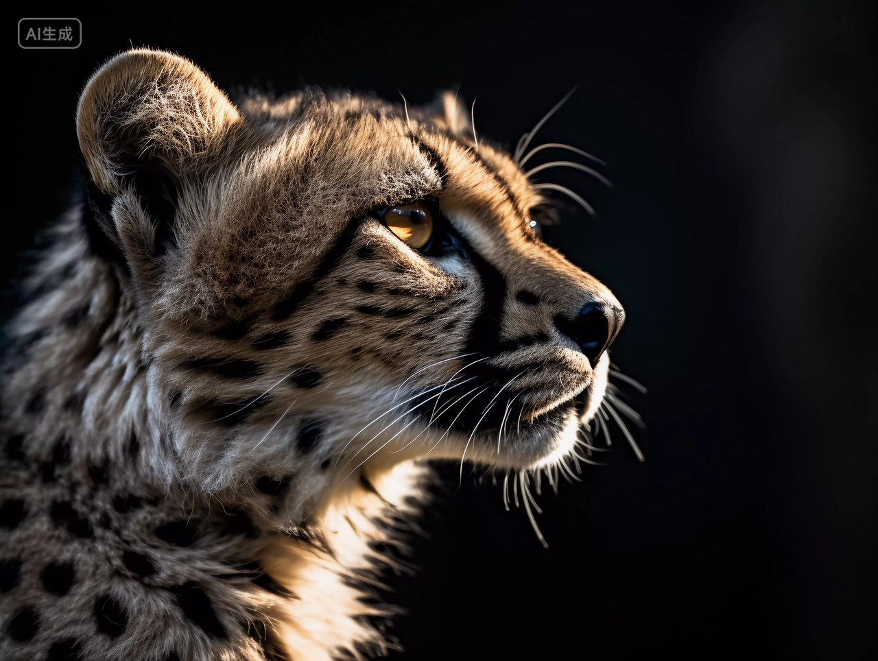 蓝天白云下大自然野生动物豹子眼神凶狠的猎豹