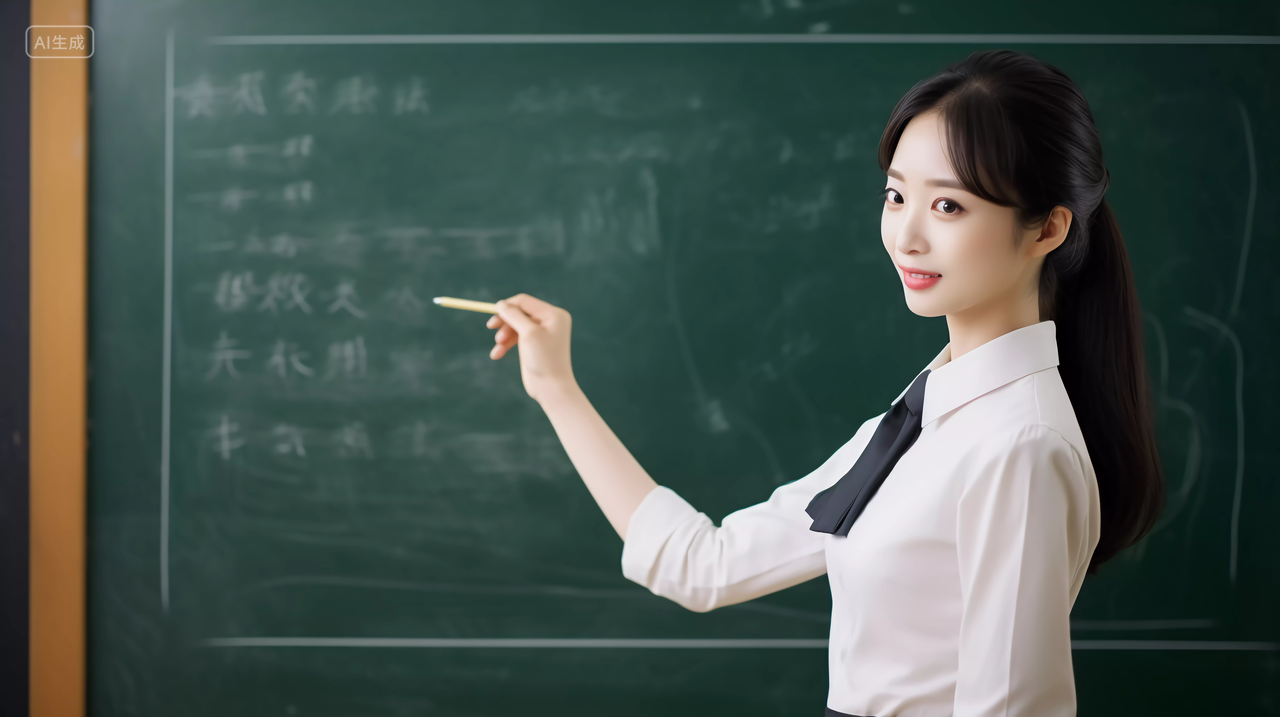 老师正在教室里给学生孩子们上课的场景学校校园黑板课桌座位开学季教育学生学习成长