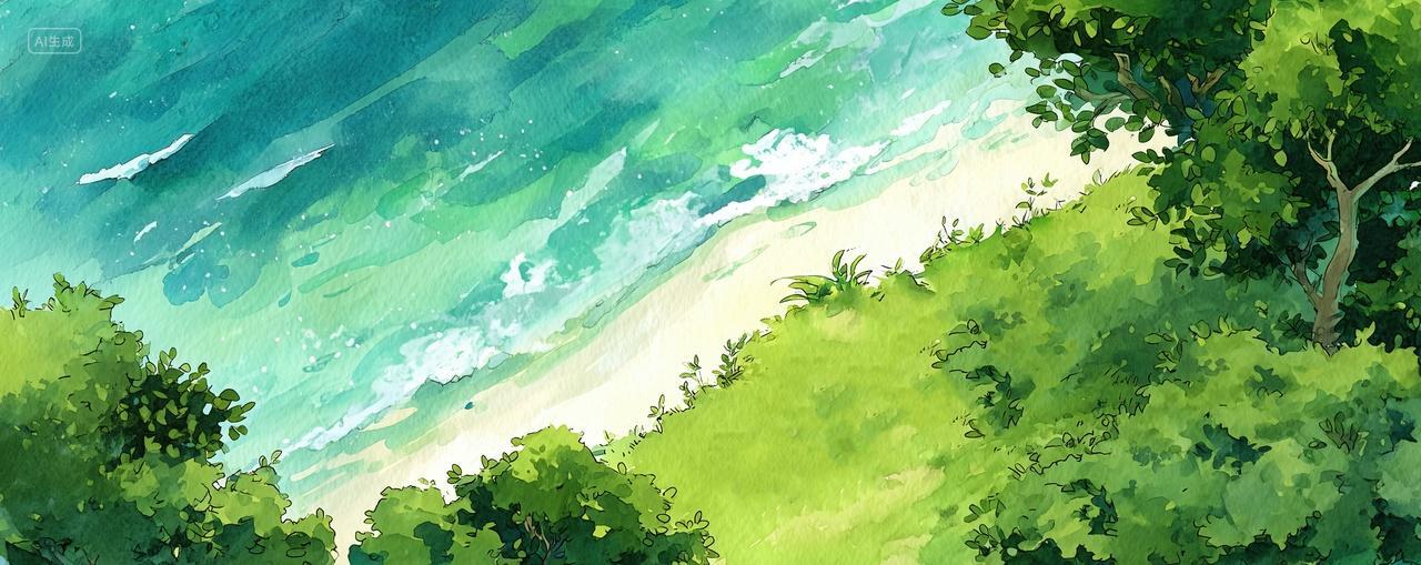 草地海边夏天二十四节气夏至小暑海报背景