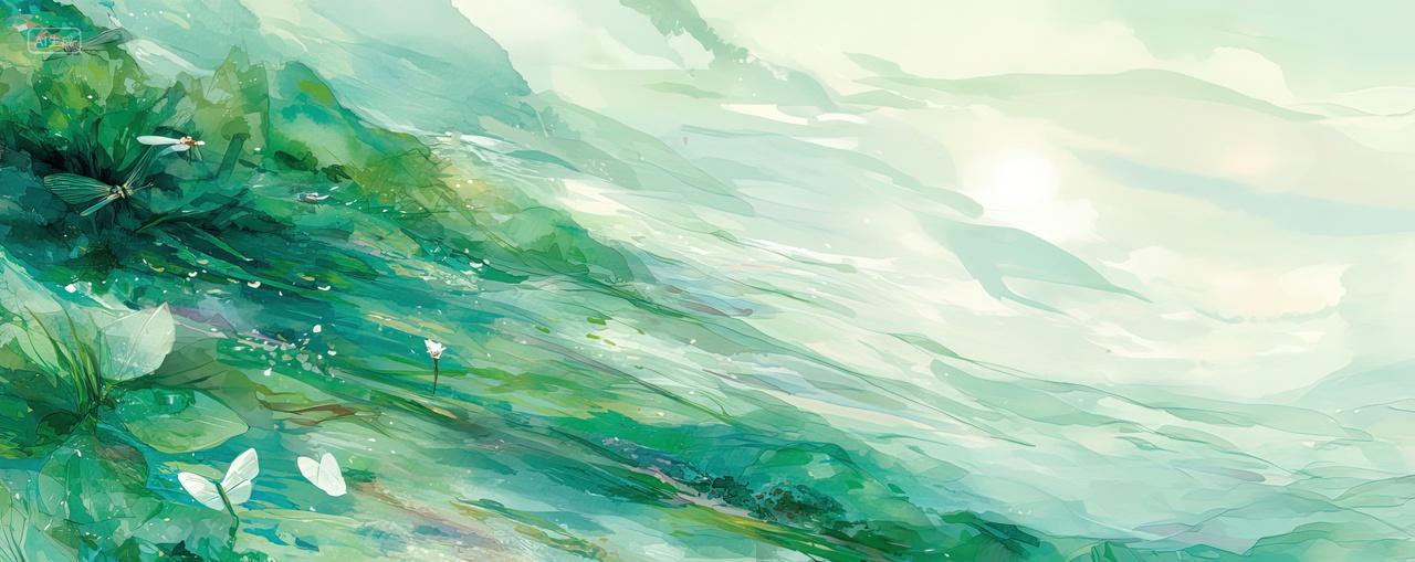 绿色纹理小清新二十四节气小暑夏至海报背景