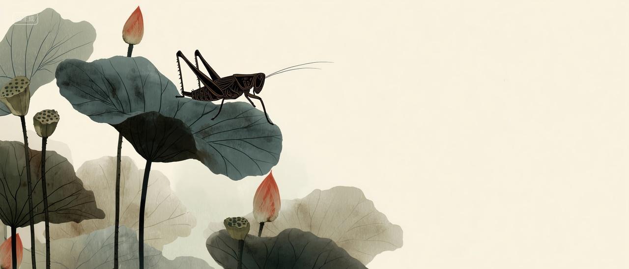 荷花水墨画二十四节气小暑夏至海报背景