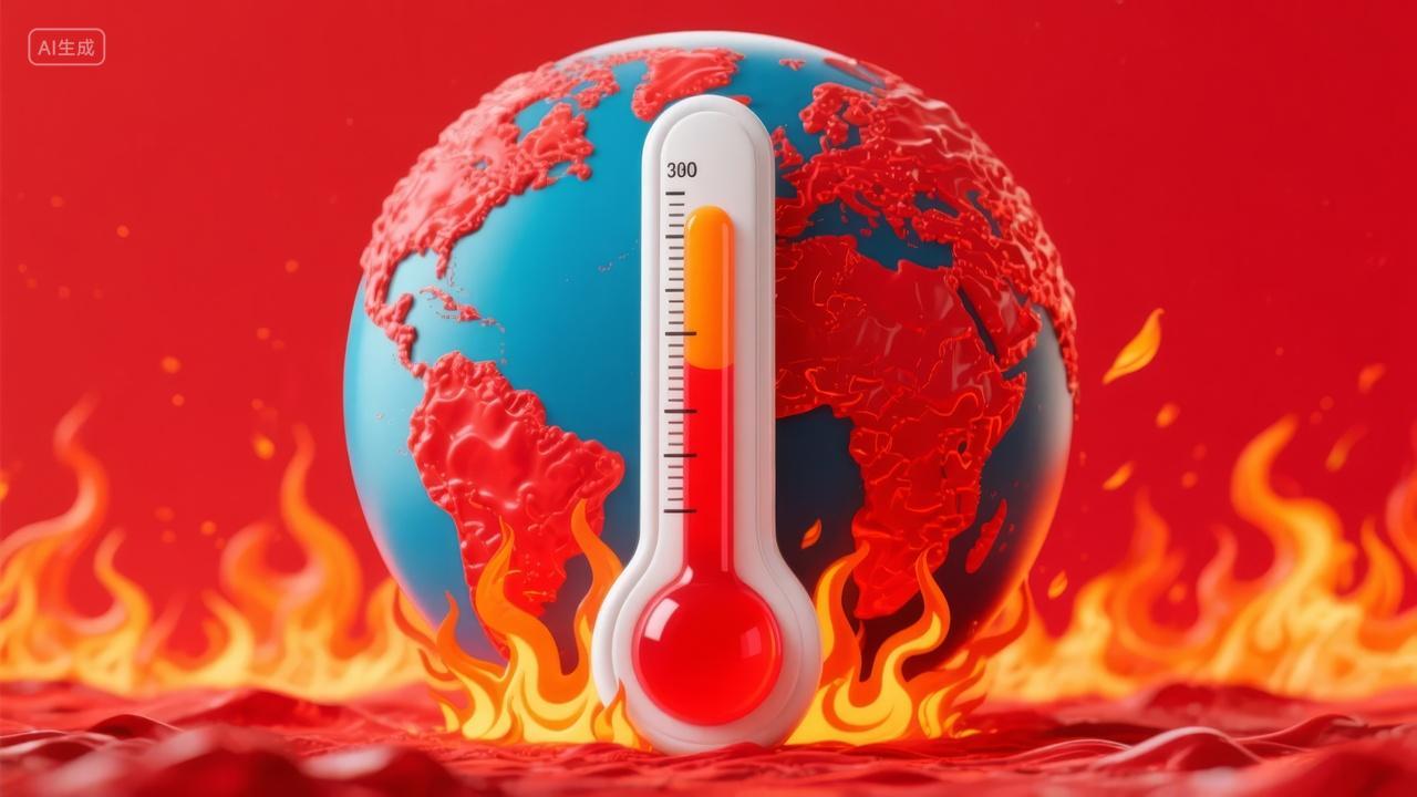 大暑节气全球变暖高温环保概念公益海报