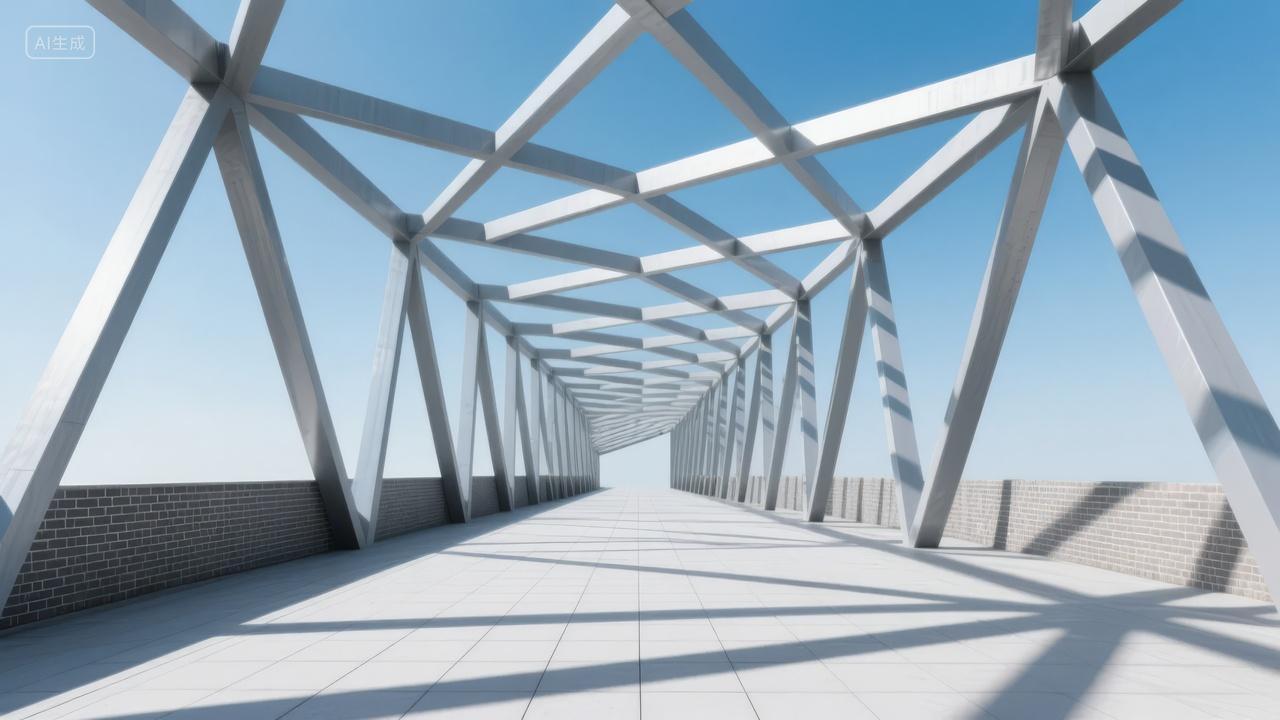 现代简约建筑天桥通道空间设计商务背景