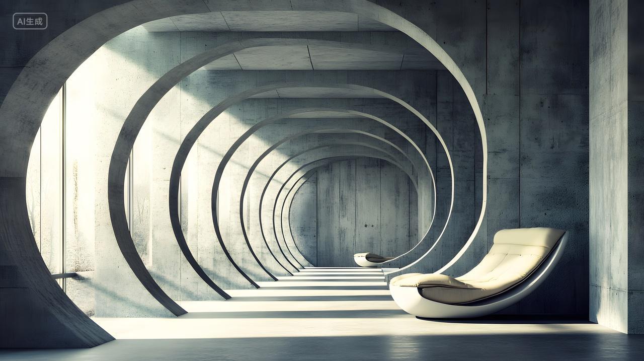 弧形建筑空间光影交错现代感十足