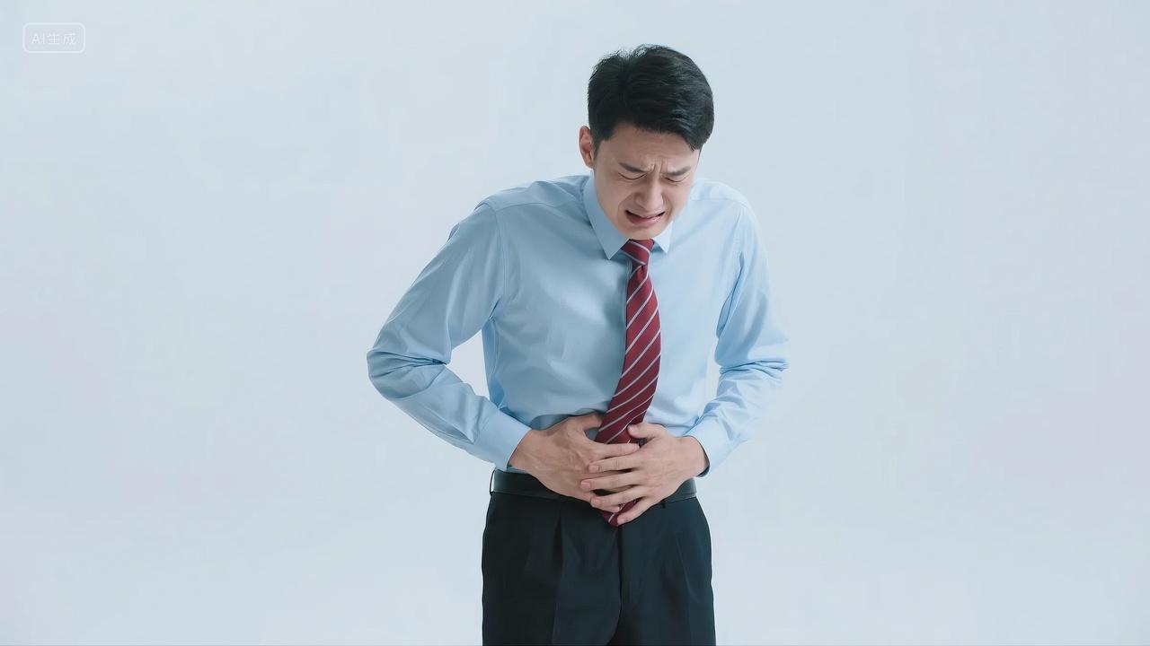男性肠胃不适腹痛健康医疗医药广告背景