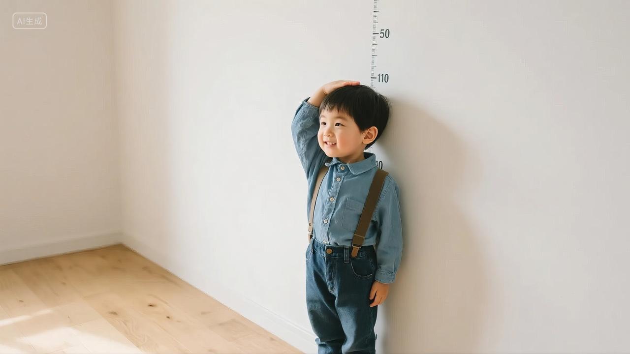 儿童节男孩测量身高成长记录家庭教育背景