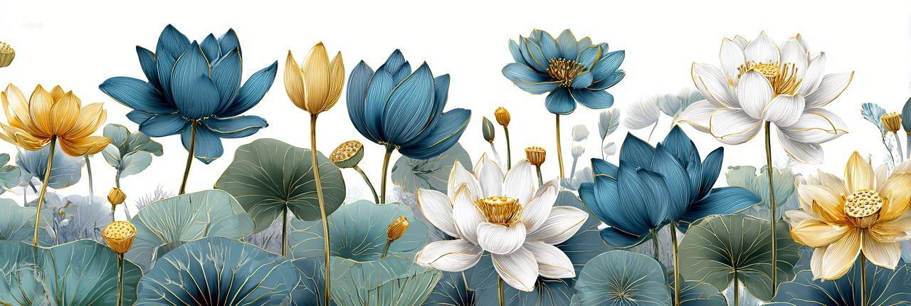 鎏金莲韵青白纪工笔重彩与东方禅意的当代碰撞