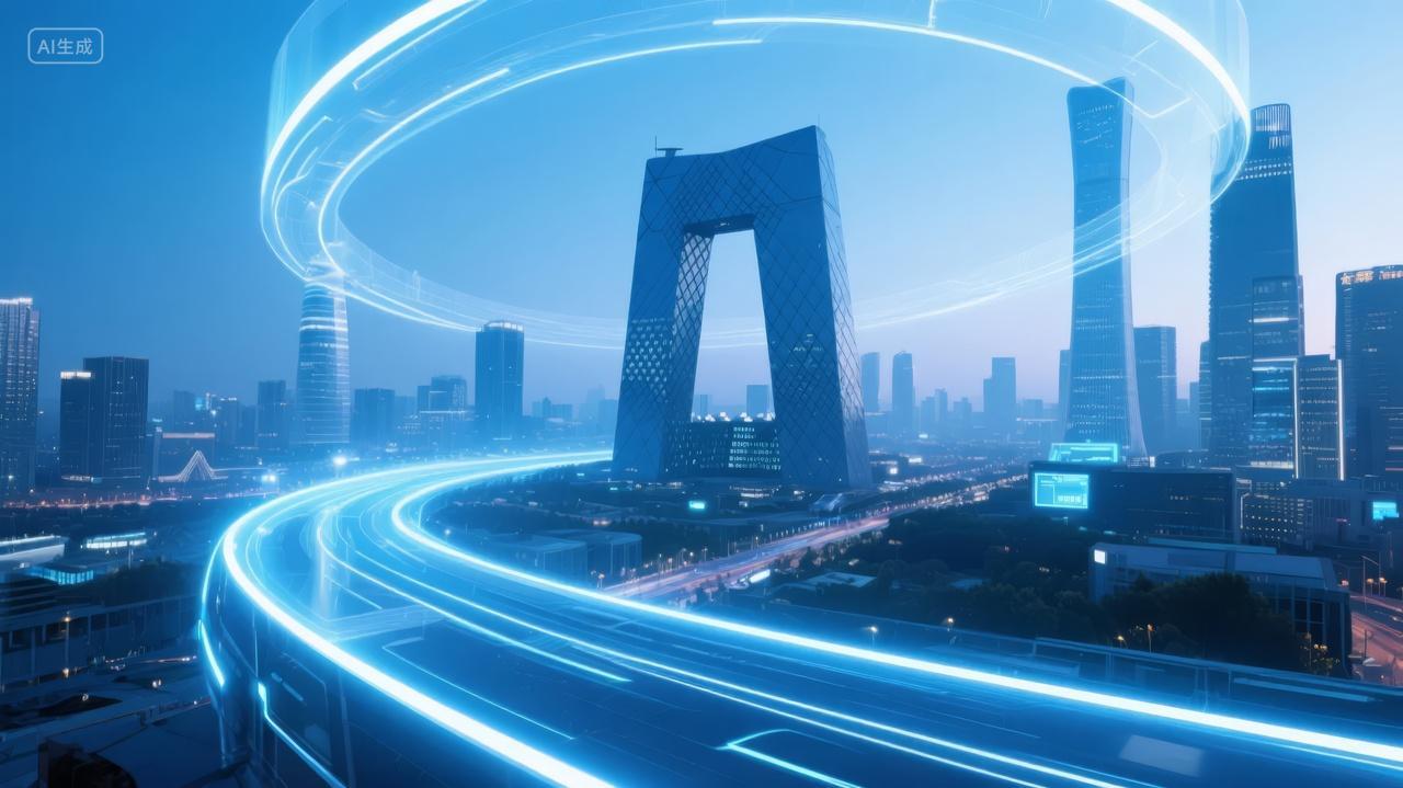 科技城市交通数据高速公路商务PPT背景