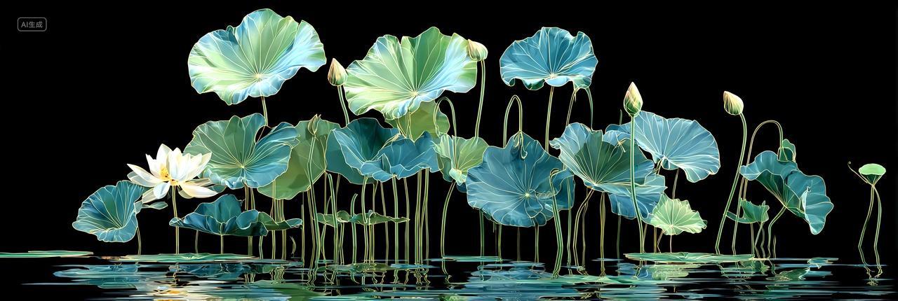 墨底繁莲霓彩暗黑系背景与粉紫莲丛的视觉盛宴