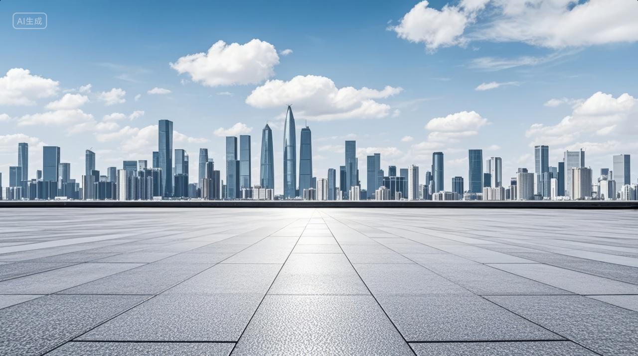 城市CBD广场地标建筑群现代商务背景图