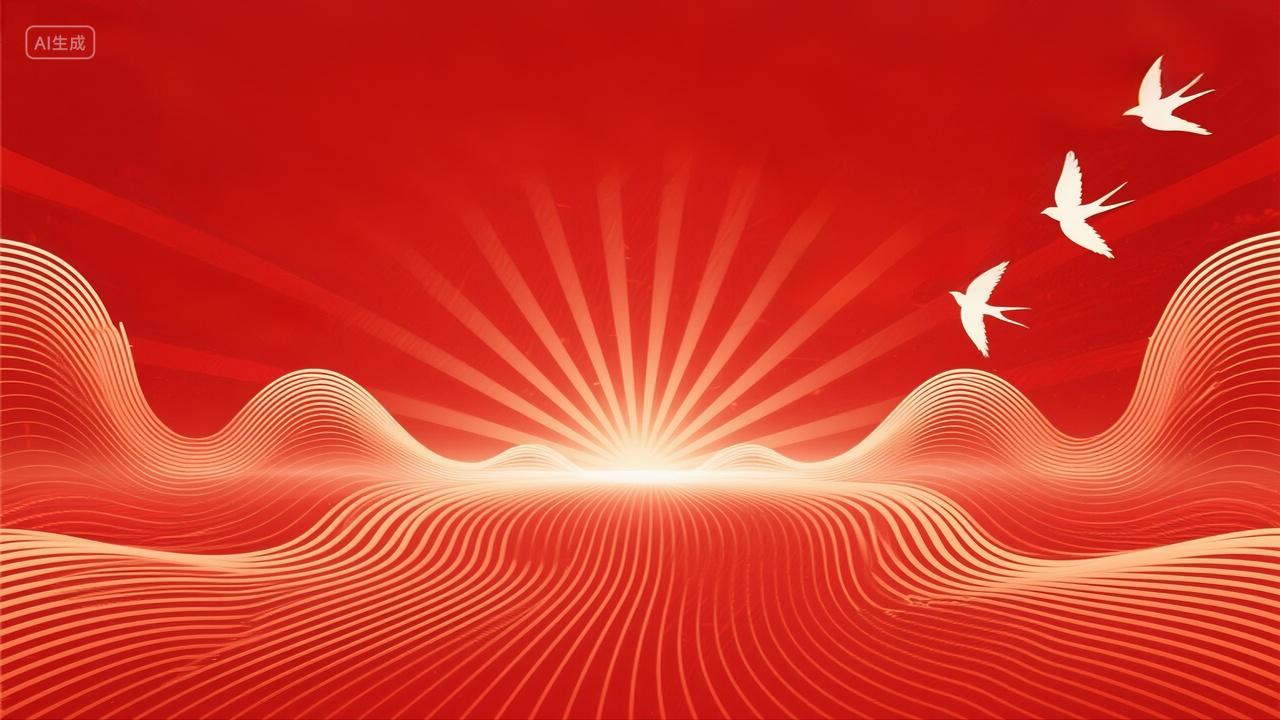 红色大气光线光效背景图国庆节元旦节建党节