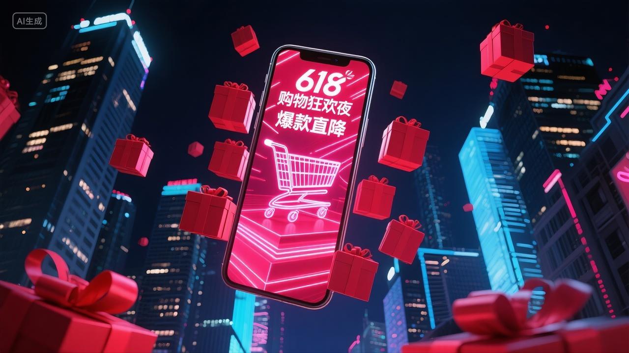 618购物狂欢手机礼盒场景