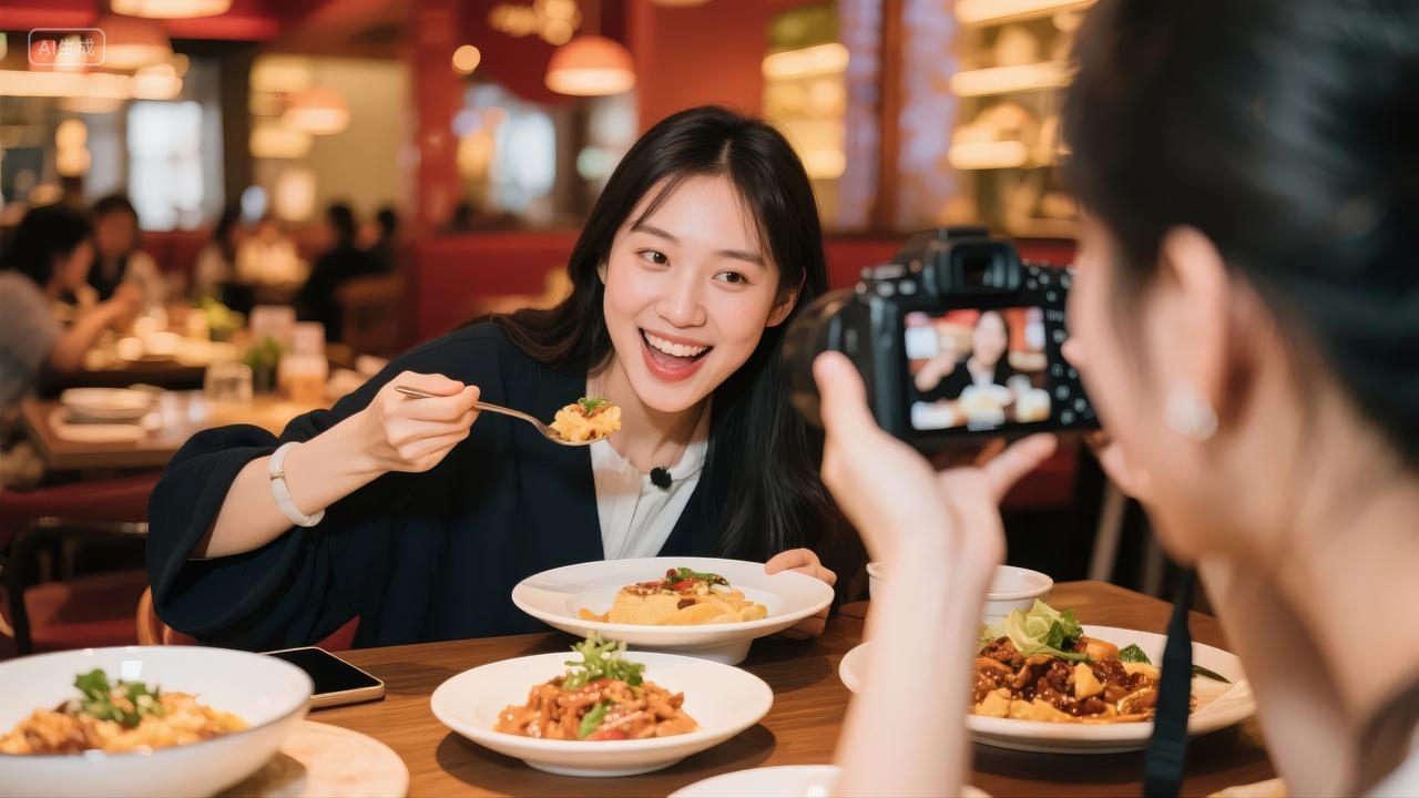 闺蜜餐厅聚会美食拍照分享社交生活场景