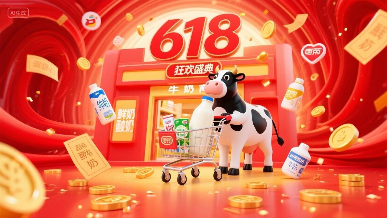 618牛奶促销3D场景