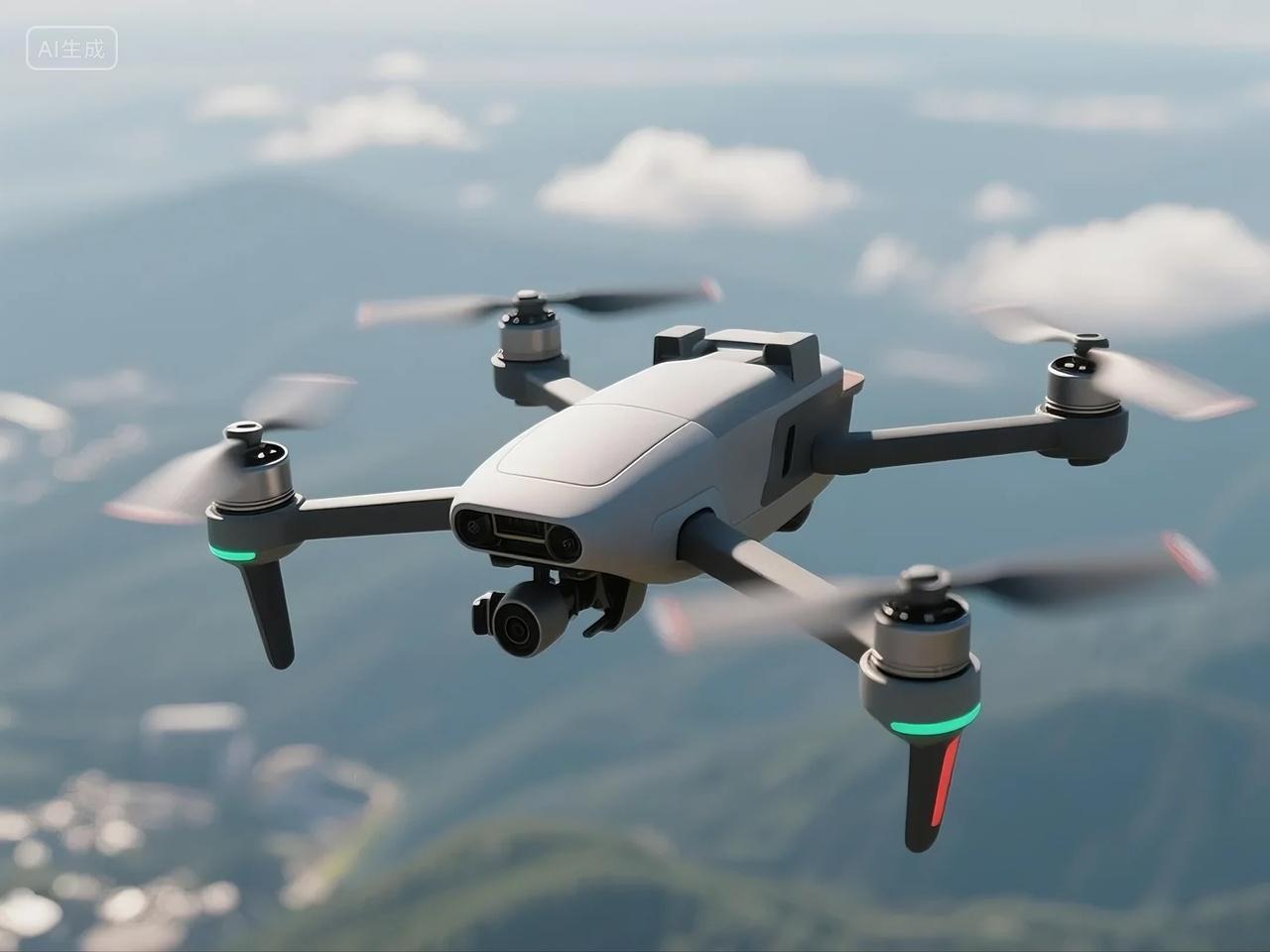 无人机高空工作摄影图